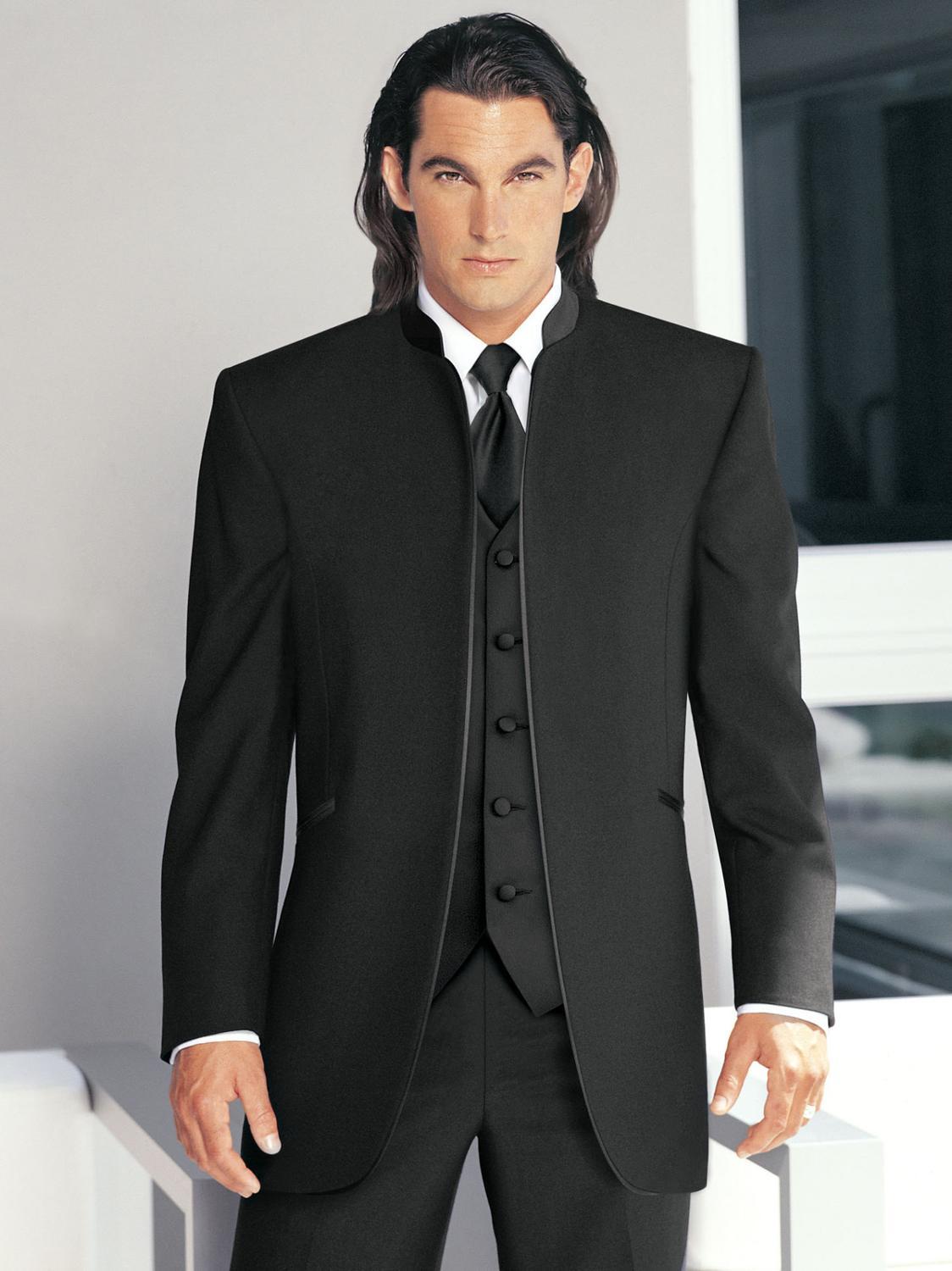 Men's Slim Fit Black Three-Piece Wedding Groom Suit