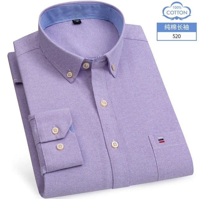 Men's Long-Sleeve Cotton Oxford Casual Dress Shirt, S-6XL