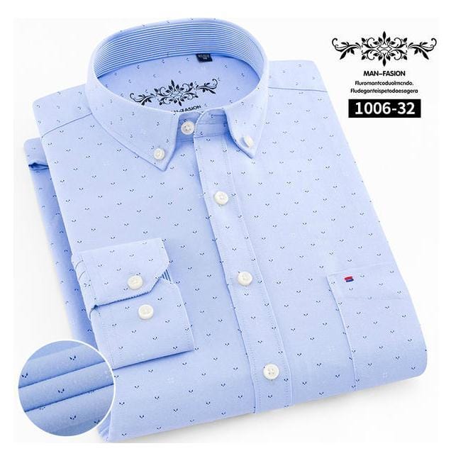 Men's Long-Sleeve Cotton Oxford Casual Dress Shirt, S-6XL