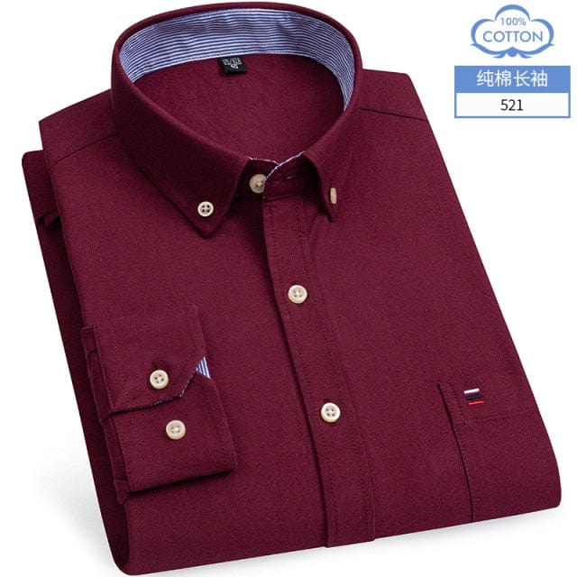 Men's Long-Sleeve Cotton Oxford Casual Dress Shirt, S-6XL