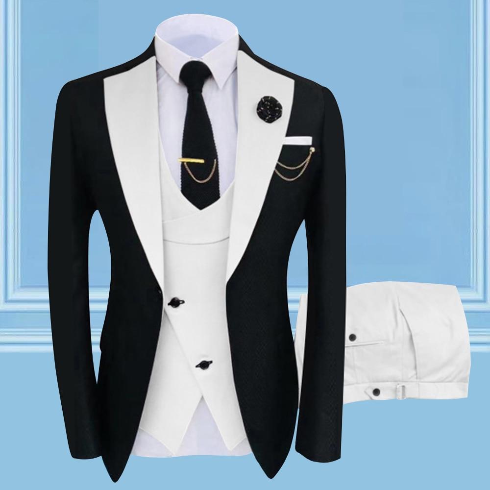 Men's Slim Fit Three-Piece Wedding Tuxedo Suit
