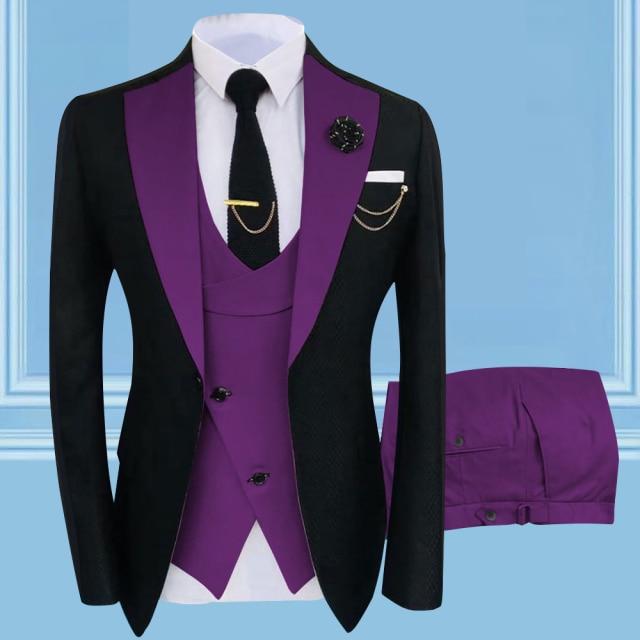 Men's Slim Fit Three-Piece Wedding Tuxedo Suit