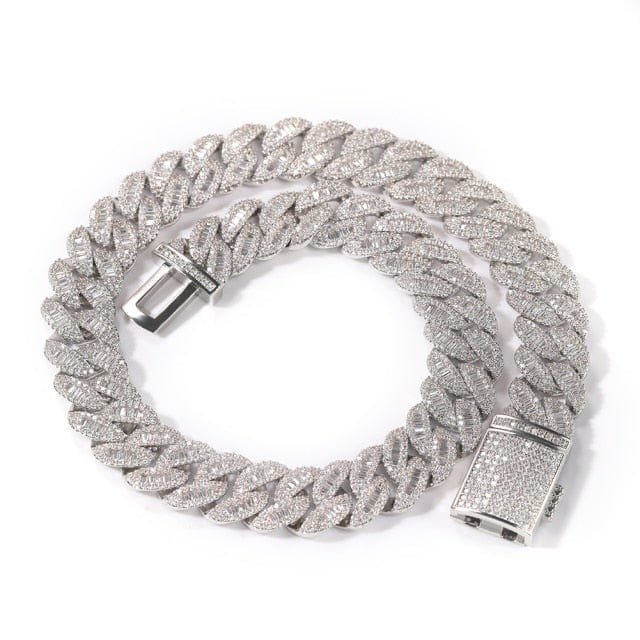 Moon Square Buckle CZ Tennis Necklace, Iced Hip-Hop Jewelry