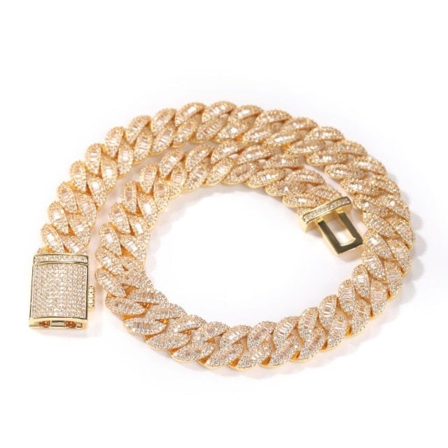 Moon Square Buckle CZ Tennis Necklace, Iced Hip-Hop Jewelry