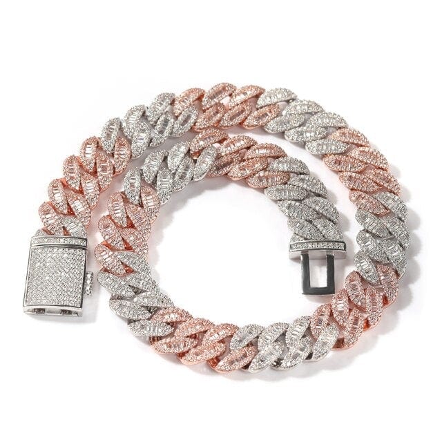 Moon Square Buckle CZ Tennis Necklace, Iced Hip-Hop Jewelry