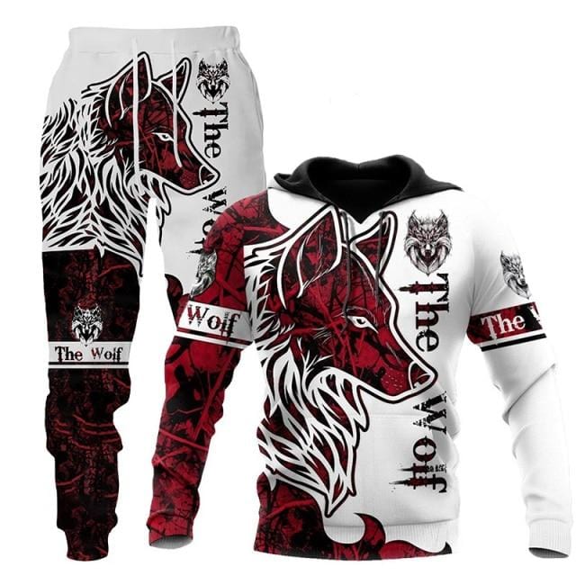 Men's 3D Print Hoodie and Pants Casual Autumn Winter Tracksuit
