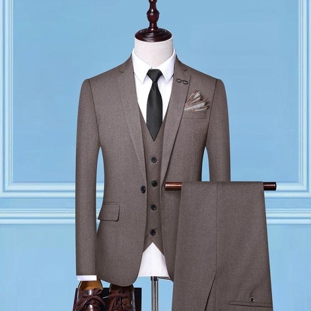 Men's Slim-Fit Three-Piece Black Wedding Tuxedo