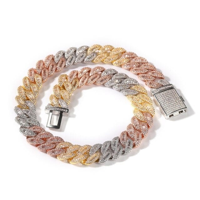 Moon Square Buckle CZ Tennis Necklace, Iced Hip-Hop Jewelry
