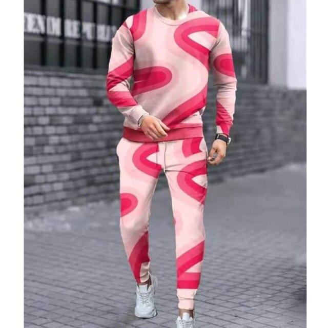 Men's Camouflage Print Long-Sleeve Tee and Trousers Set