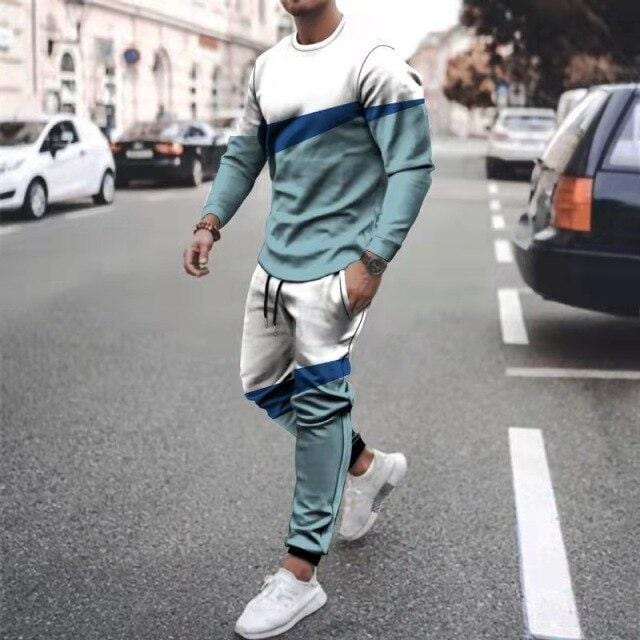 Men's Octopus-Print T-Shirt and Pants 2-Piece Sweatsuit