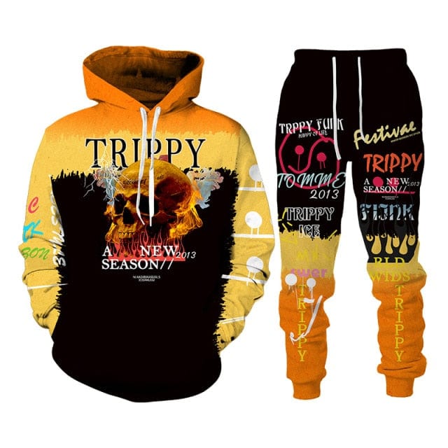 Unisex 3D Skull Print Hoodie and Pants Tracksuit