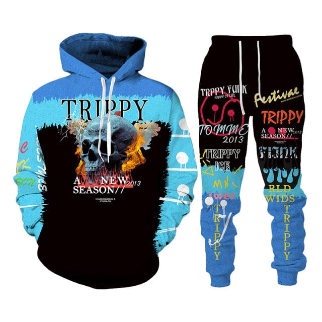 Unisex 3D Skull Print Hoodie and Pants Tracksuit