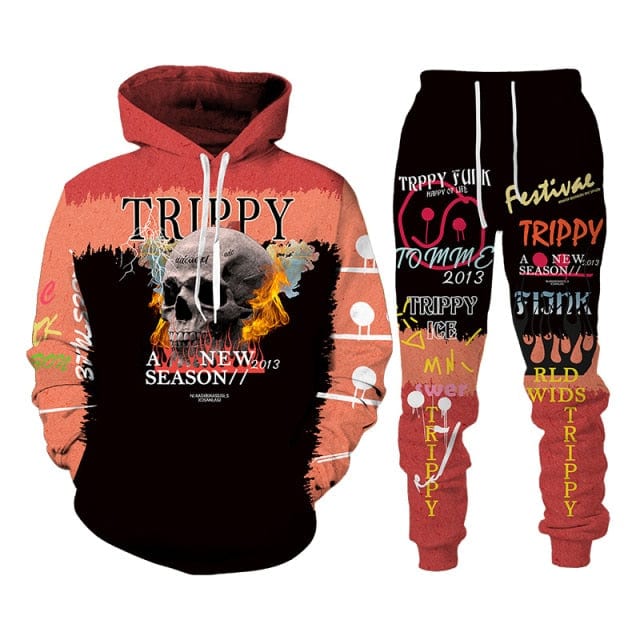 Unisex 3D Skull Print Hoodie and Pants Tracksuit