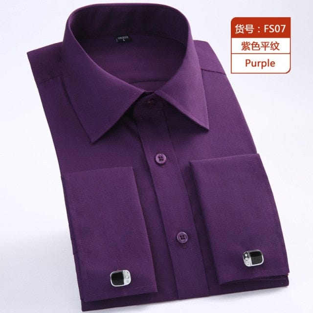 Men's White French Cuff Long Sleeve Dress Shirt