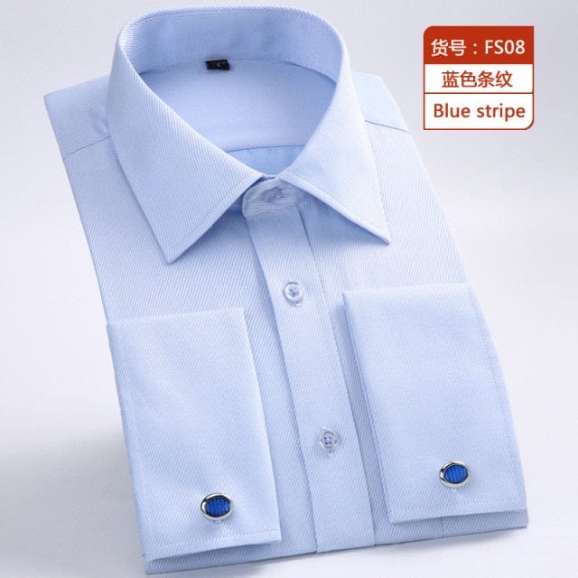 Men's White French Cuff Long Sleeve Dress Shirt