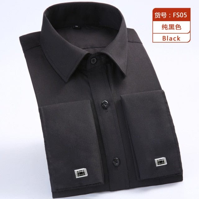 Men's White French Cuff Long Sleeve Dress Shirt