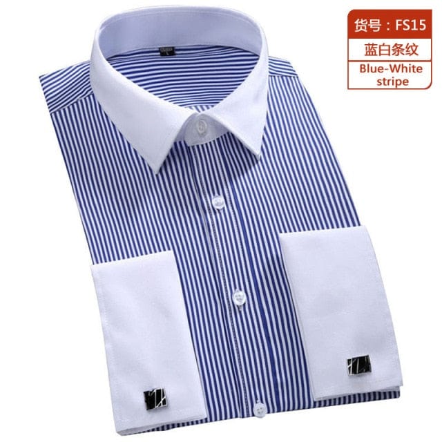 Men's White French Cuff Long Sleeve Dress Shirt