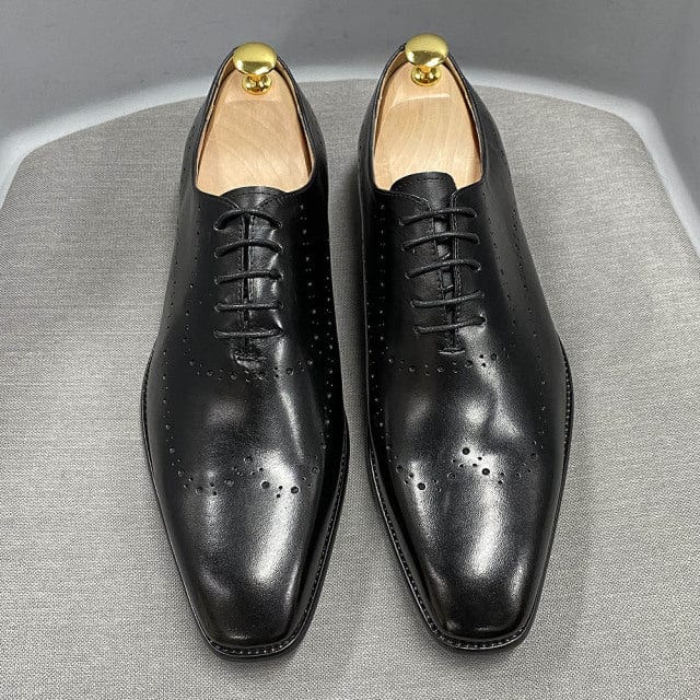 Men's Genuine Calf Leather Wingtip Oxford Brogue Dress Shoes