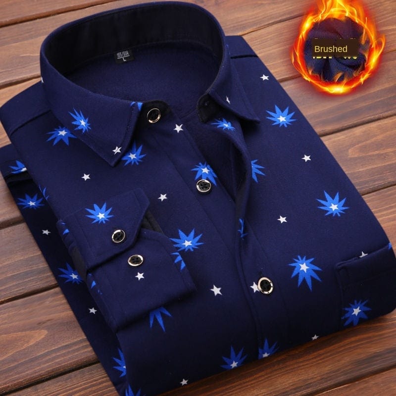 Men's Plaid Flannel Fleece-Lined Long-Sleeve Work Shirt