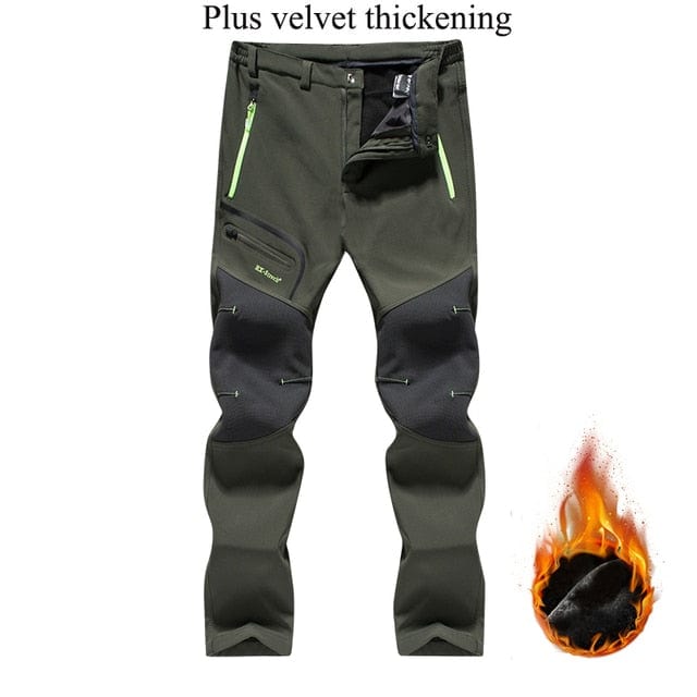 Men's Winter Waterproof Fleece Hiking Cargo Pants, Plus Size 5XL