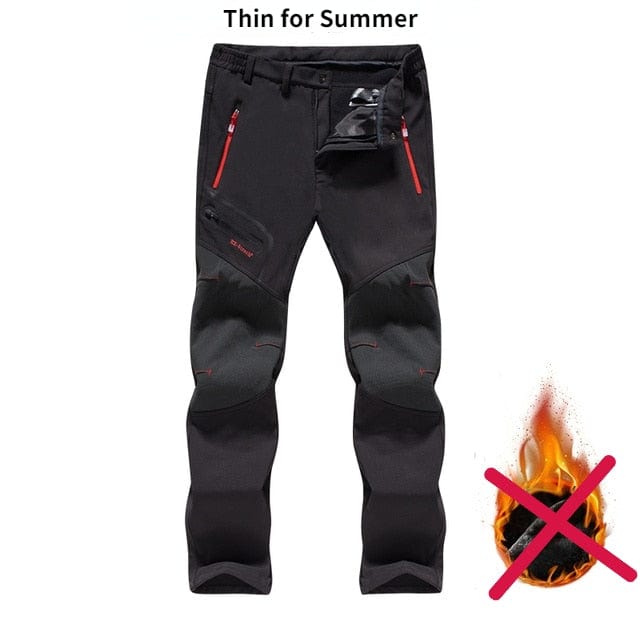 Men's Winter Waterproof Fleece Hiking Cargo Pants, Plus Size 5XL