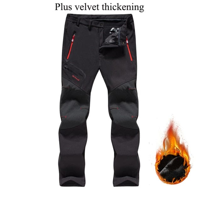 Men's Winter Waterproof Fleece Hiking Cargo Pants, Plus Size 5XL