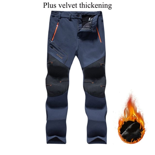 Men's Winter Waterproof Fleece Hiking Cargo Pants, Plus Size 5XL