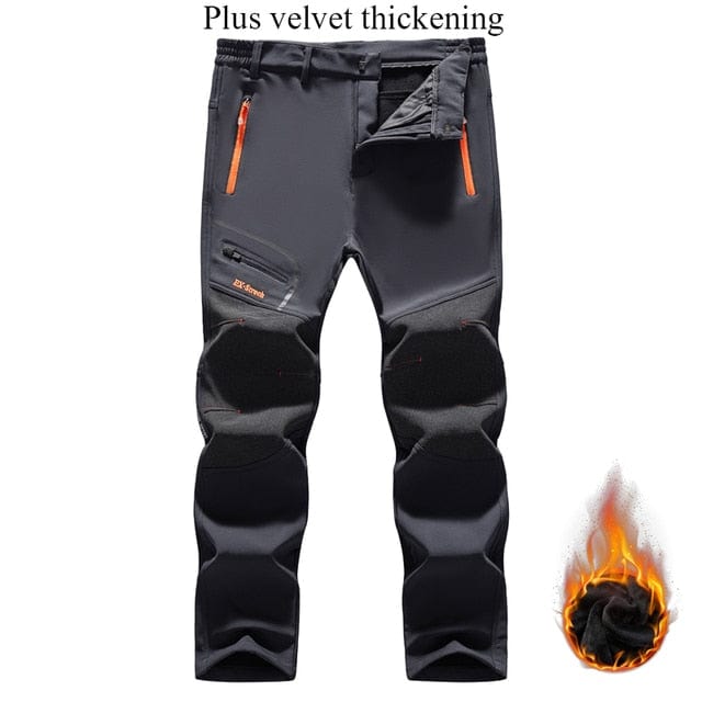 Men's Winter Waterproof Fleece Hiking Cargo Pants, Plus Size 5XL