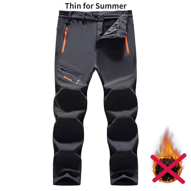 Men's Winter Waterproof Fleece Hiking Cargo Pants, Plus Size 5XL
