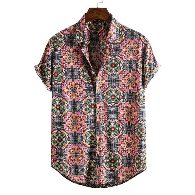 Men's Short Sleeve Hawaiian Social Shirt Classic Elegant Fit