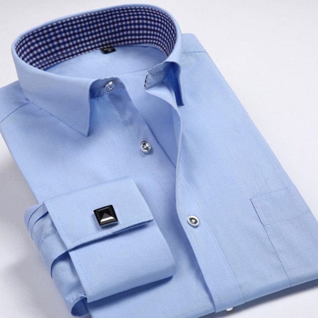 Men's French Cuff Dress Shirt — Striped, Regular Fit, up to 6XL