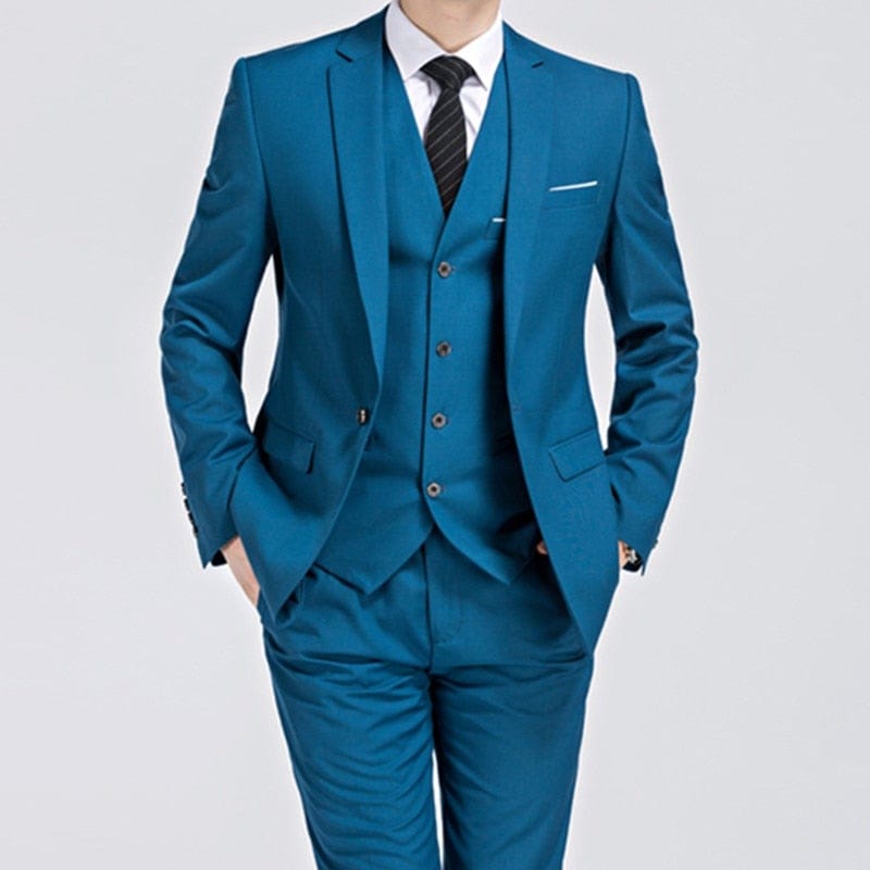 Men's Slim Fit Three-Piece Blazer Vest and Pants Tuxedo Suit