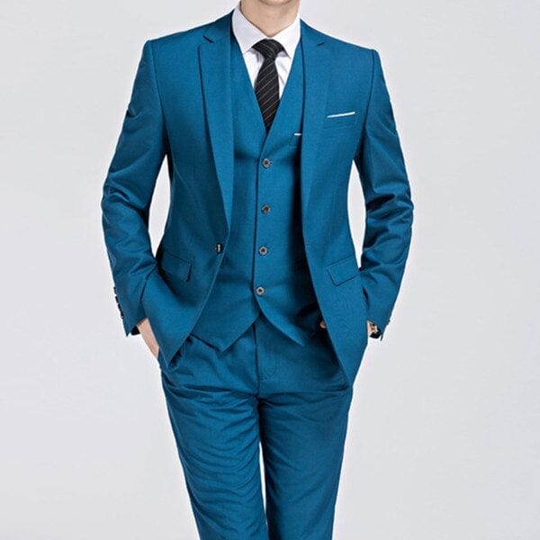 Men's Slim Fit Three-Piece Blazer Vest and Pants Tuxedo Suit