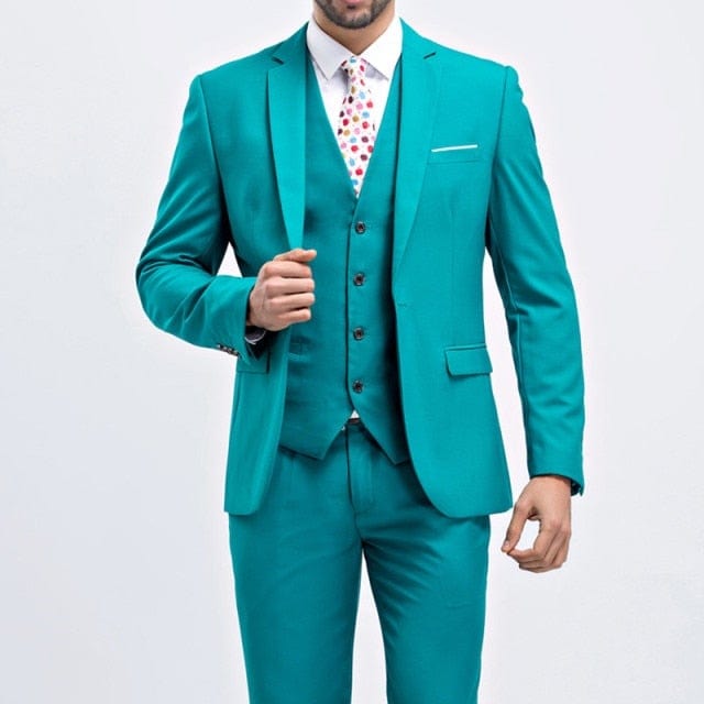 Men's Slim Fit Three-Piece Blazer Vest and Pants Tuxedo Suit