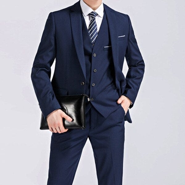 Men's Slim Fit Three-Piece Blazer Vest and Pants Tuxedo Suit