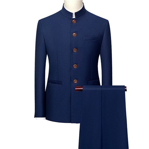 Men's Retro Embroidery Tang Suit Jacket and Pants Two-Piece 6XL