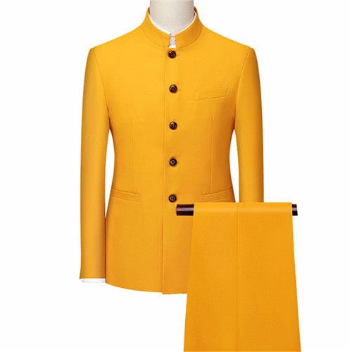 Men's Retro Embroidery Tang Suit Jacket and Pants Two-Piece 6XL