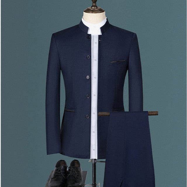 Men's Retro Embroidery Tang Suit Jacket and Pants Two-Piece 6XL