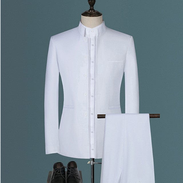 Men's Retro Embroidery Tang Suit Jacket and Pants Two-Piece 6XL