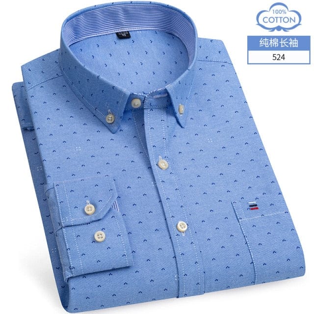 Men's Long-Sleeve Cotton Oxford Casual Dress Shirt, S-6XL