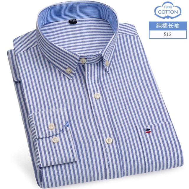 Men's Long-Sleeve Cotton Oxford Casual Dress Shirt, S-6XL
