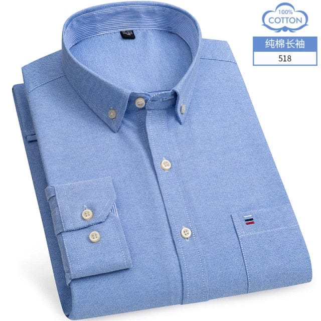 Men's Long-Sleeve Cotton Oxford Casual Dress Shirt, S-6XL