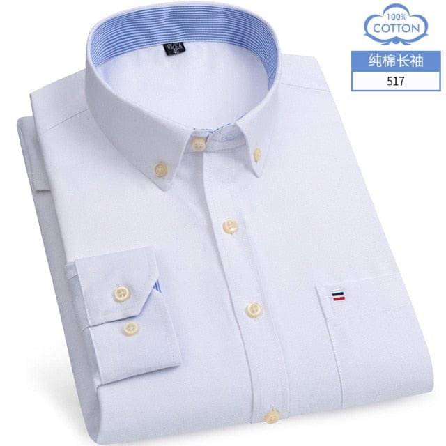 Men's Long-Sleeve Cotton Oxford Casual Dress Shirt, S-6XL