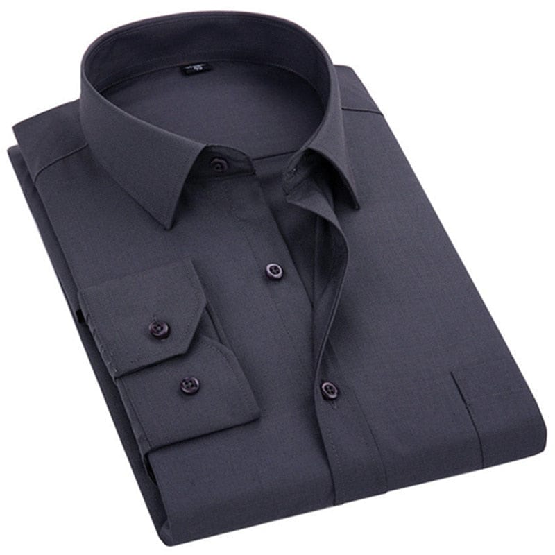 Men's Solid Color Plus Size Business Dress Shirt