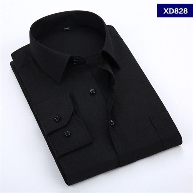 Men's Solid Color Plus Size Business Dress Shirt
