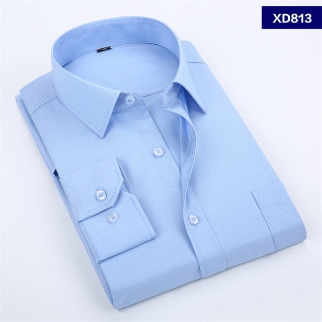 Men's Solid Color Plus Size Business Dress Shirt