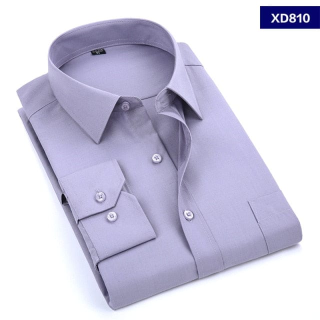 Men's Solid Color Plus Size Business Dress Shirt