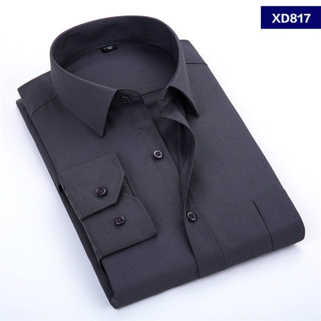 Men's Solid Color Plus Size Business Dress Shirt