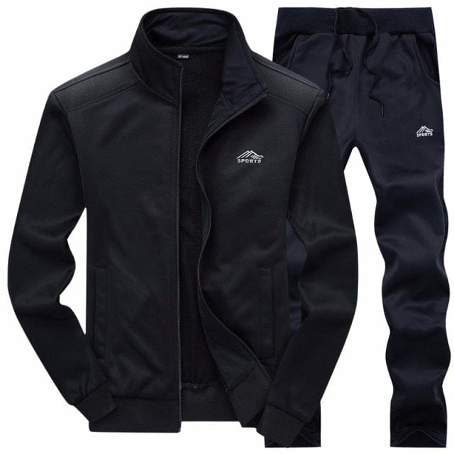 Men's Embroidered Zip Sweatshirt and Sweatpants Tracksuit