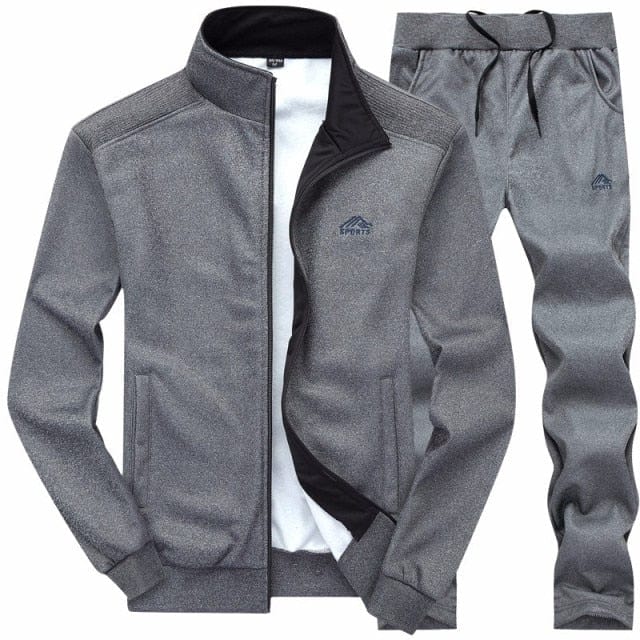 Men's Embroidered Zip Sweatshirt and Sweatpants Tracksuit